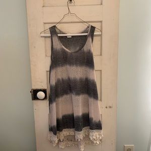 Tie dye striped sleeveless dress, lace detailing